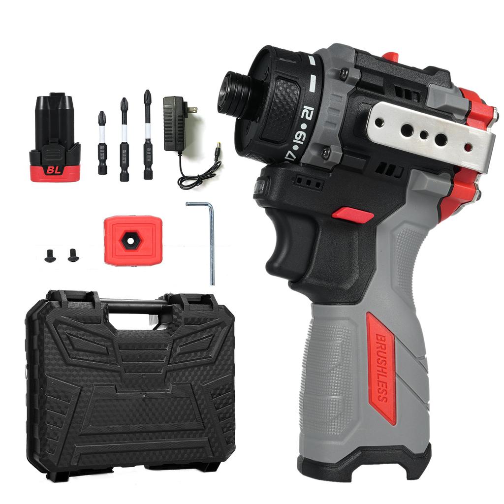 16.8V Brushless Power Screwdriver Hammer 45Nm 1600RPM Lithium Screwdriver Tool Kit Electric Screw Driver with Torsion 2 Speed Control for W