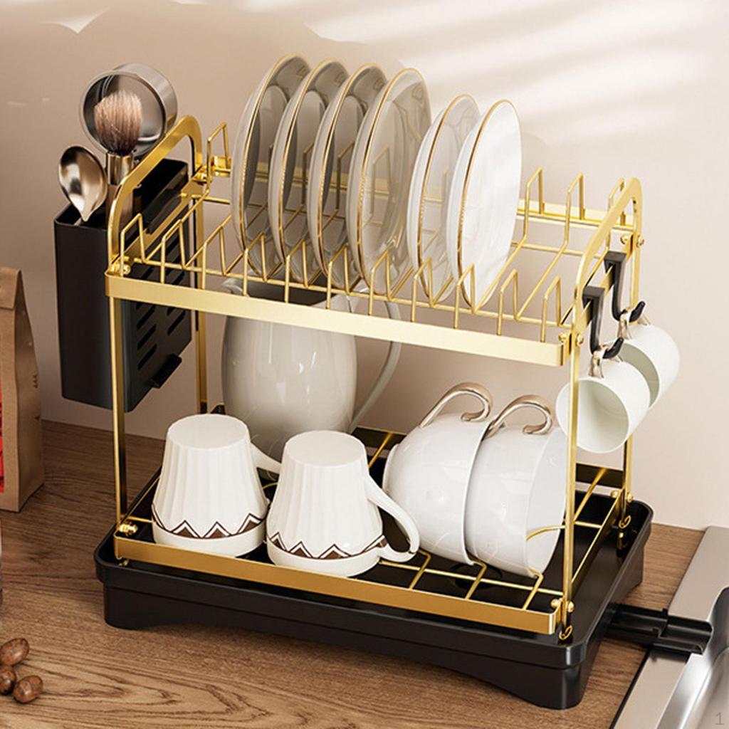 Abtropfgestell 2 Etagen Organisieren, Zuverlässig, Ordentlich für Küchenarbeitsplatte Utensilienhalter Tassen