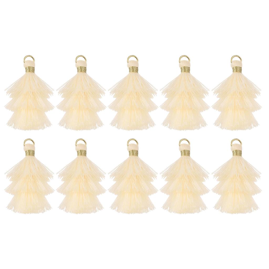 10Pcs Tiny Tri-Layered Tassels 1.6" Mini Tassel Bag Charm Bohemian Keychains Handmade Tassel Keychain for DIY Projects