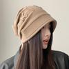 Korean Version of Baotou Hat for Women with Big Head Circumference Showing Face Small Cold Hat Retro Versatile Pile Hat Knitted Wool Hat