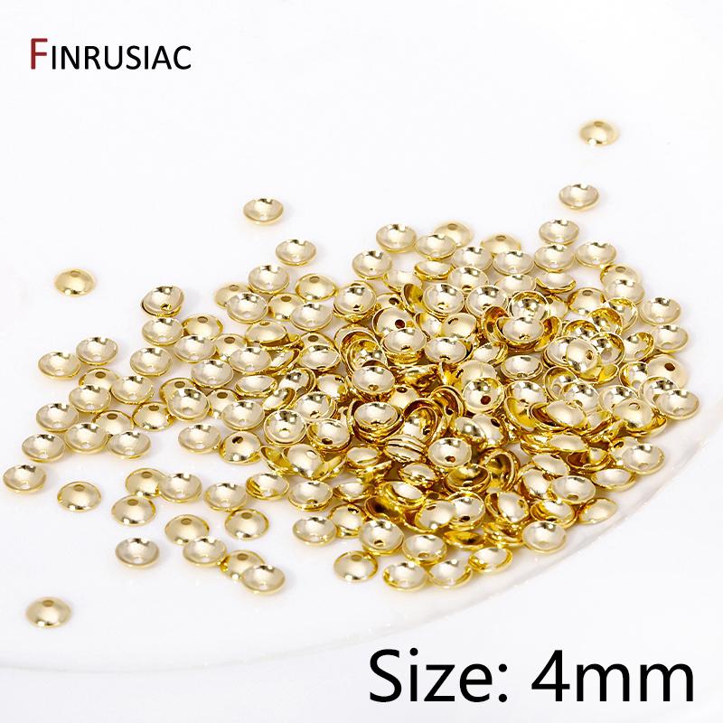 3/4mm 14K Gold Plated Brass Round Bead Caps Fitting,Bead End Caps For Jewelry Making Needlework Spacer Bead Caps DIY Accessorie