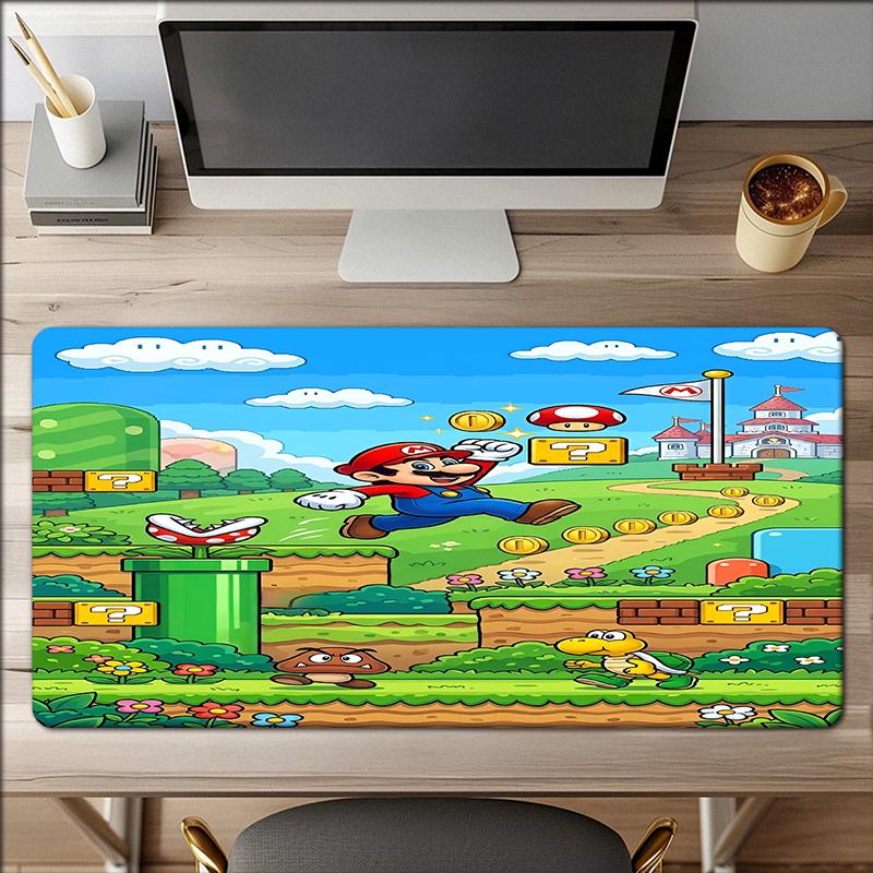 Mario Theme Mouse Pad, Non Slip Rubber Base, Multifunctional Office & Home Decor, Perfect for Workspace Personalization.