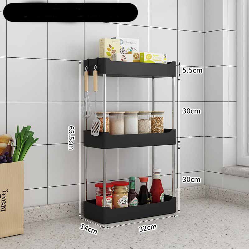 

WTEMPO Кухонная полка для хранения приправ, настольная полка для приправ, умывальник для ванной комнаты, масляная соль, соевый соус и уксус, многофункциональная полка для хранения 35*18*65.5cm чёрный