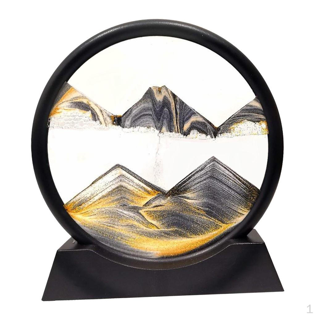 

Плавная картина с изображением дрейфующих песочных часов, украшения рабочего стола 7in Black White Gold