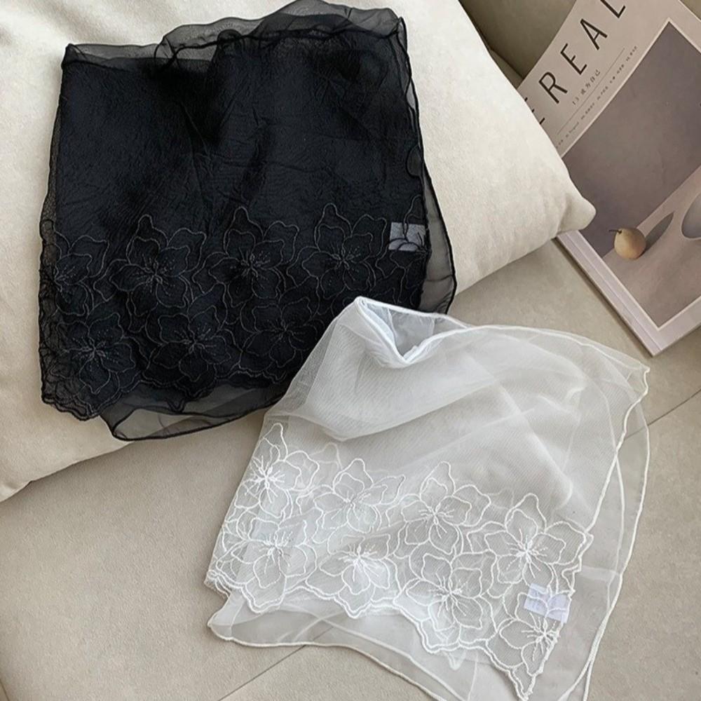 Floral Pattern Hair Wrap Embroidered Women Headscarf Fashion Lace Scarf