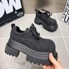 Scarpe da Donna di Lusso con Strass Stivali da Motociclista alla Moda con Lacci Stampa Leopardo Suola Spessa Leggere High Street Sneaker da Donna