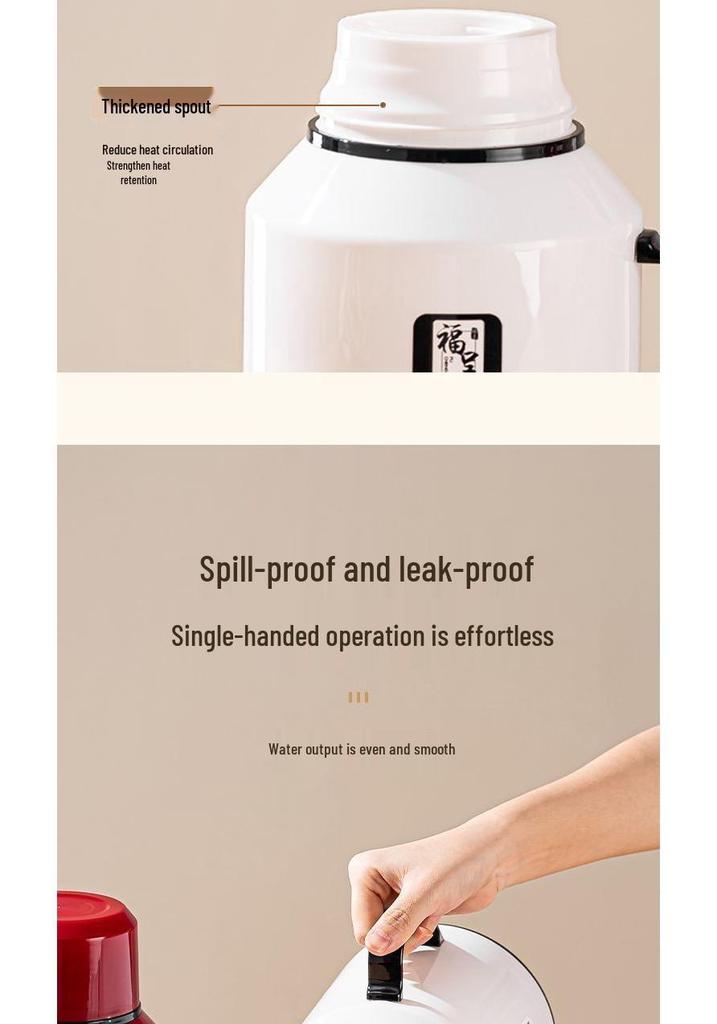 Large Capacity Insulated Water Bottle with Glass Liner - Great for Home or Dormitory Use, Warm Water Thermos