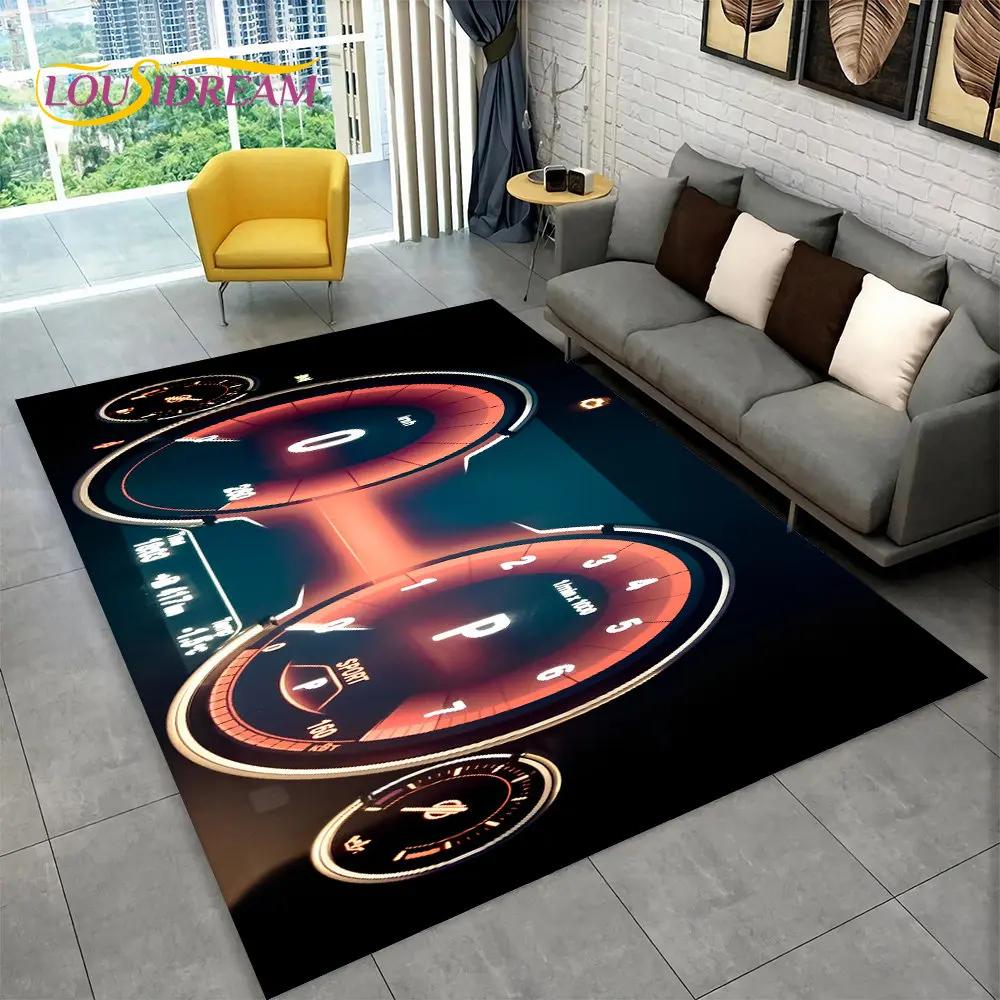 Alfombra grande para tablero de instrumentos de carreras de autos en 3D, alfombra para sala de estar, dormitorio, sofá, cocina, decoración, alfombra antideslizante para juegos de niños