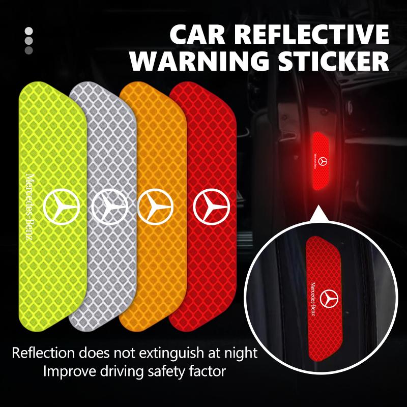 Night Reflective Car Door Sticker Safety Warning Reflector Tape Decal Accessories For Benz AMG VIANO GLB GLC GLE GLK W108 W124 BW0