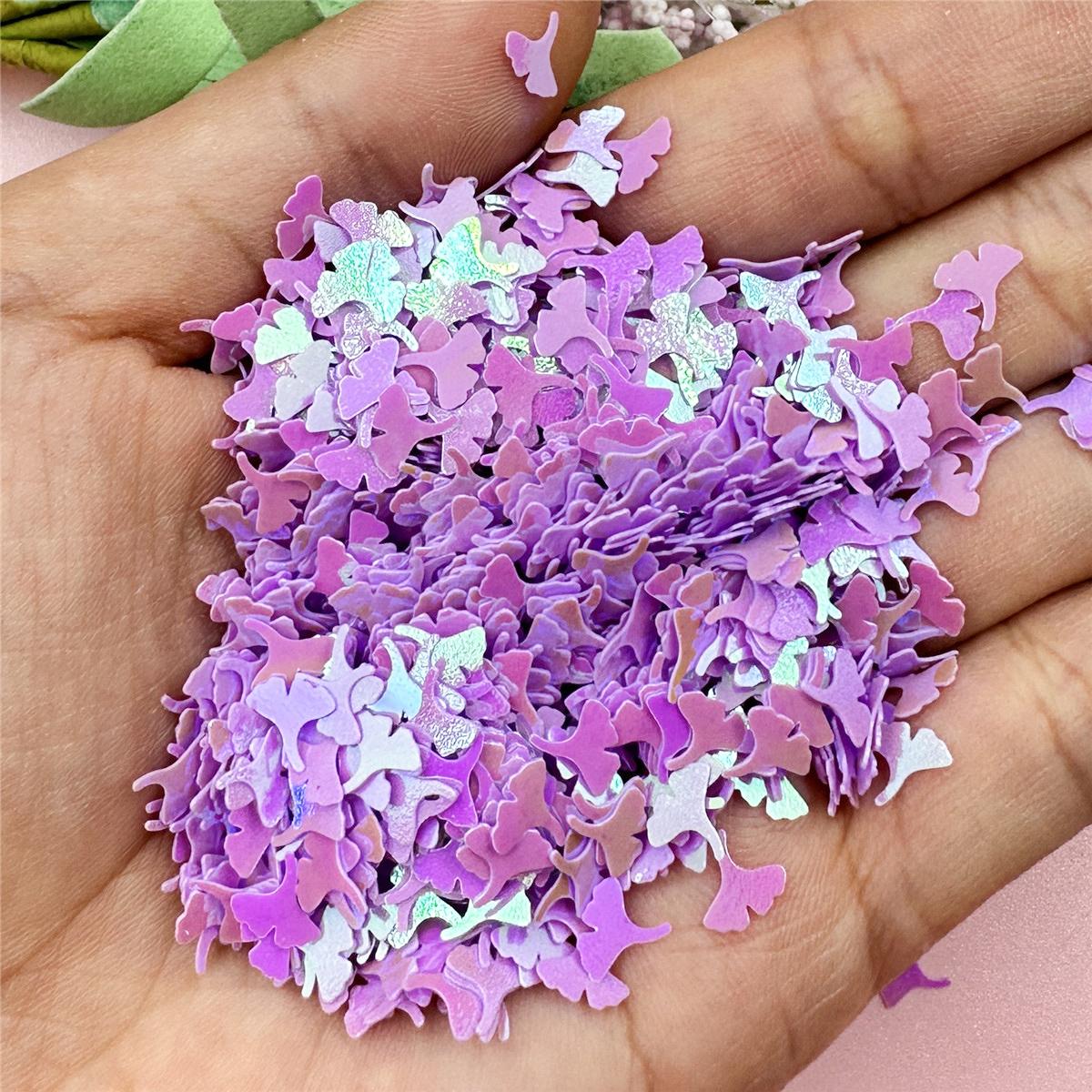

1000 шт. Акриловые декоративные модные ажурные блестки из смолы в виде листьев гинкго 6,8*6,2 мм, мини-блестки из ПВХ, многофункциональные аксессуары фиолетовый