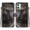 Handmade PU Leather Flip Case for Motorola Moto G54 Anti-Slip Shockproof Cover with Wrist Strap & Heart/Rose Cat Designs