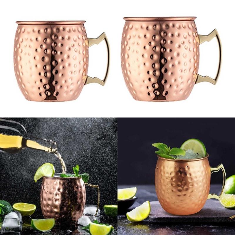 Moscow Mules Glass Stainless Steel Coppers-Plated Hammer Point Beer Glass European American Bar Cocktails Glass Drum Cup