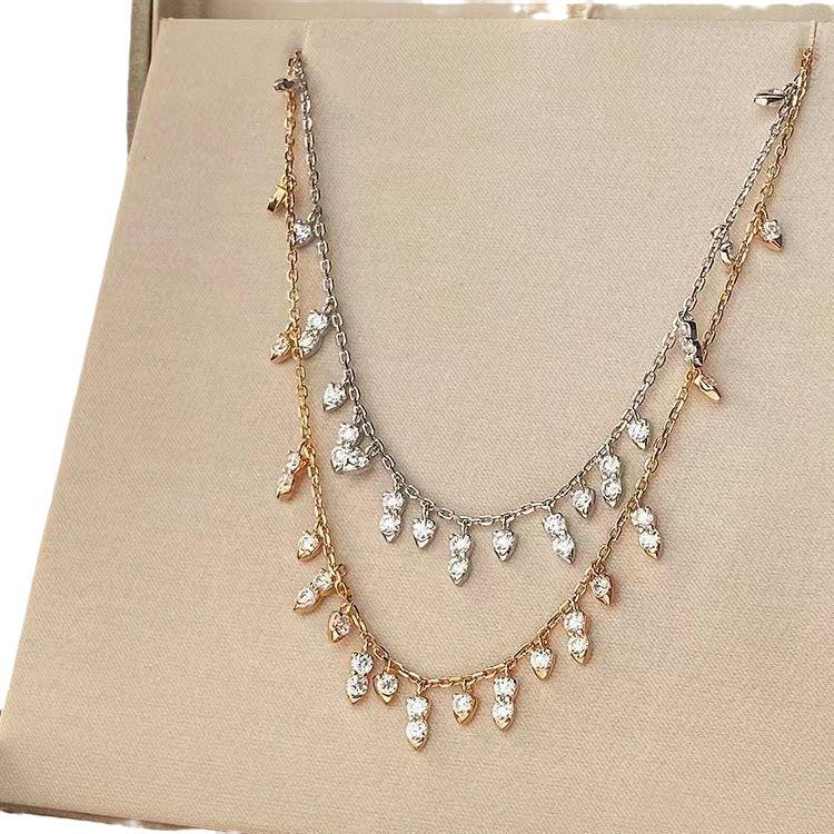 Hui Zhi Yi 2023 Sterling Silver Tassel Choker with High Carbon Diamond - Light Luxury Fashion Necklace