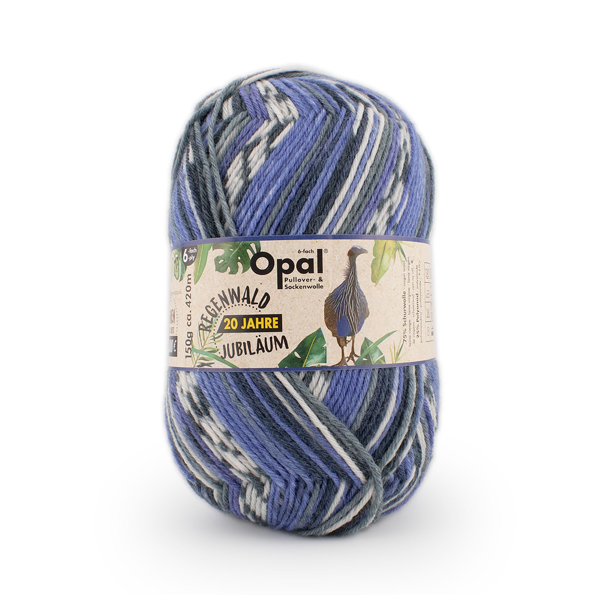 

Opal Regenwald 20 Sock Wool Justus Yarn, 6-ply, Blend, 9012.