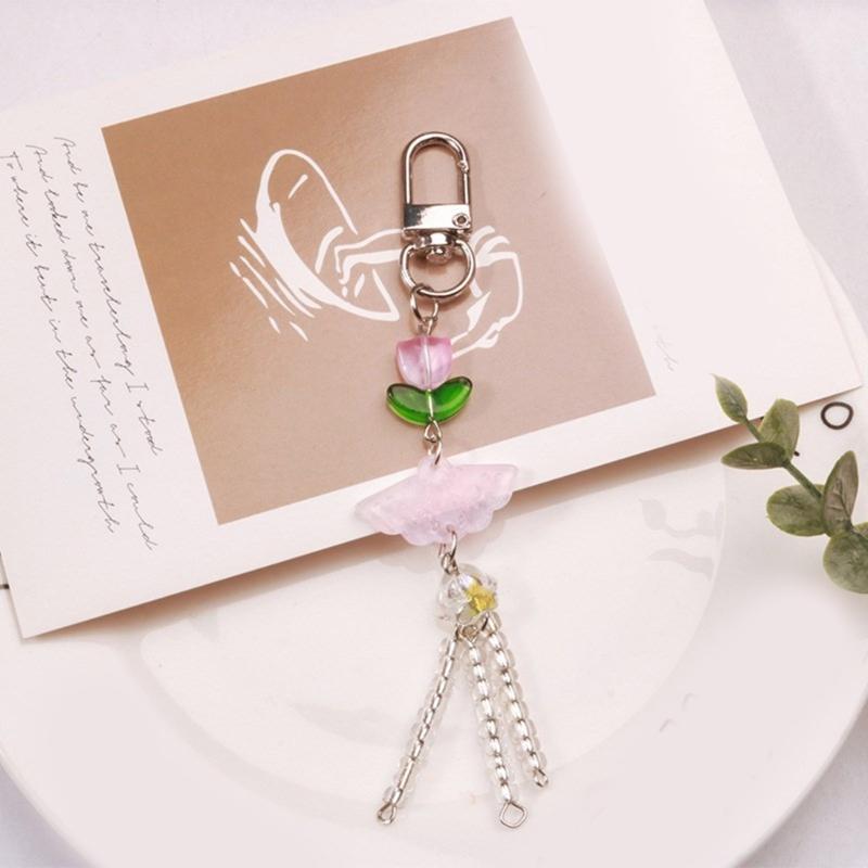 Fashionable Decorative Bead Pendant Chain Portable Fan Pendant Phone Accessory Fringe Phone Chain Hangings Decorations