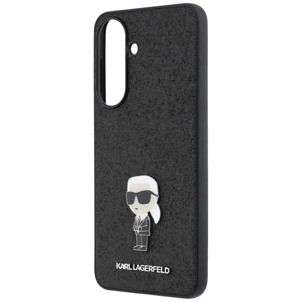 Karl Lagerfeld Fixed Glitter Ikonik Logo Metal Pin Case for Samsung Galaxy A57 5G Black