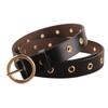 Round Buckle Cowhide Ling Hole Wide Belt Women's Versatile Decorative Casual Trouser Belt Belt with Skirt Korean Version