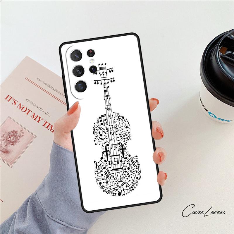 Musical Notes Violin Classical Phone Case For Samsung Galaxy S24 S25 S23 S22 Ultra Note 10 20 Plus S20 S21 FE Cover