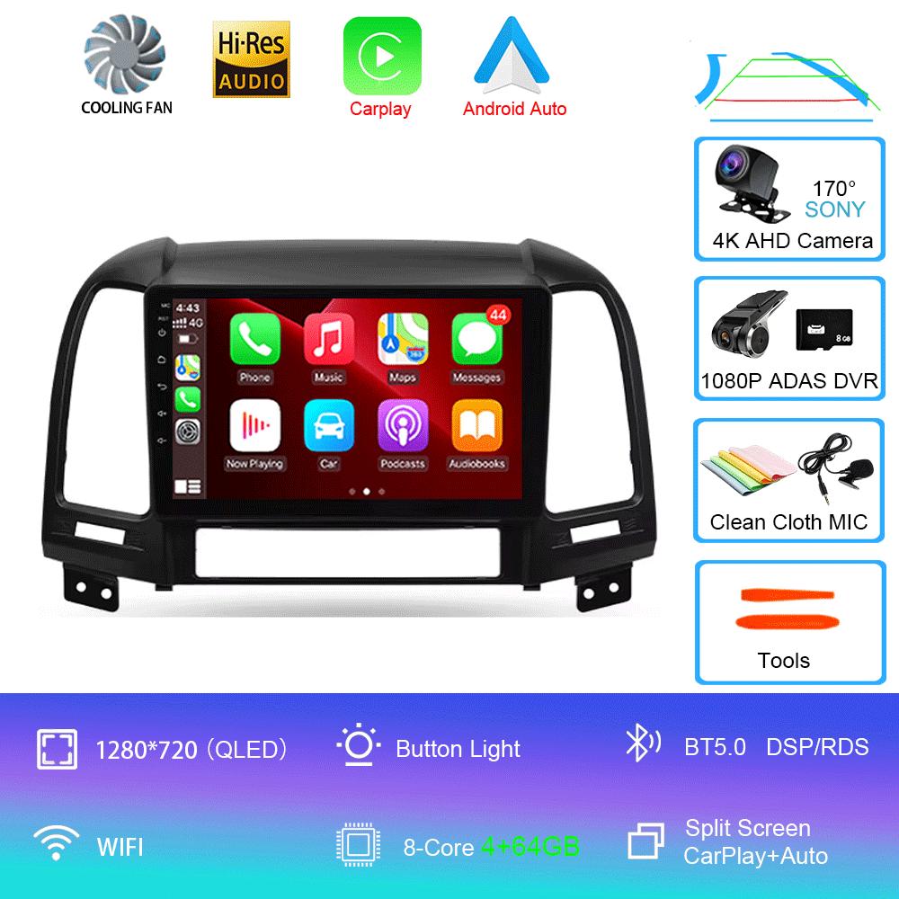 Car Radio Android 14 Carplay Auto 2K Screen Multimedia Player For Hyundai Santa Fe 2 2006-2012 Autoradio Stereo 2din Head Unit