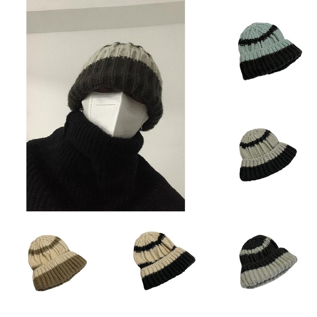 Big Head Circumference Japanese Style Woolen Hat Men Winter Warm Ear Protection Knitted Hat Women Face-lifting Pile Cap