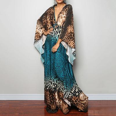 Tie Dye Kaftan Dress, Casual Beach Summer Maxi Cover Up Maxi Dress, Women's Clothing