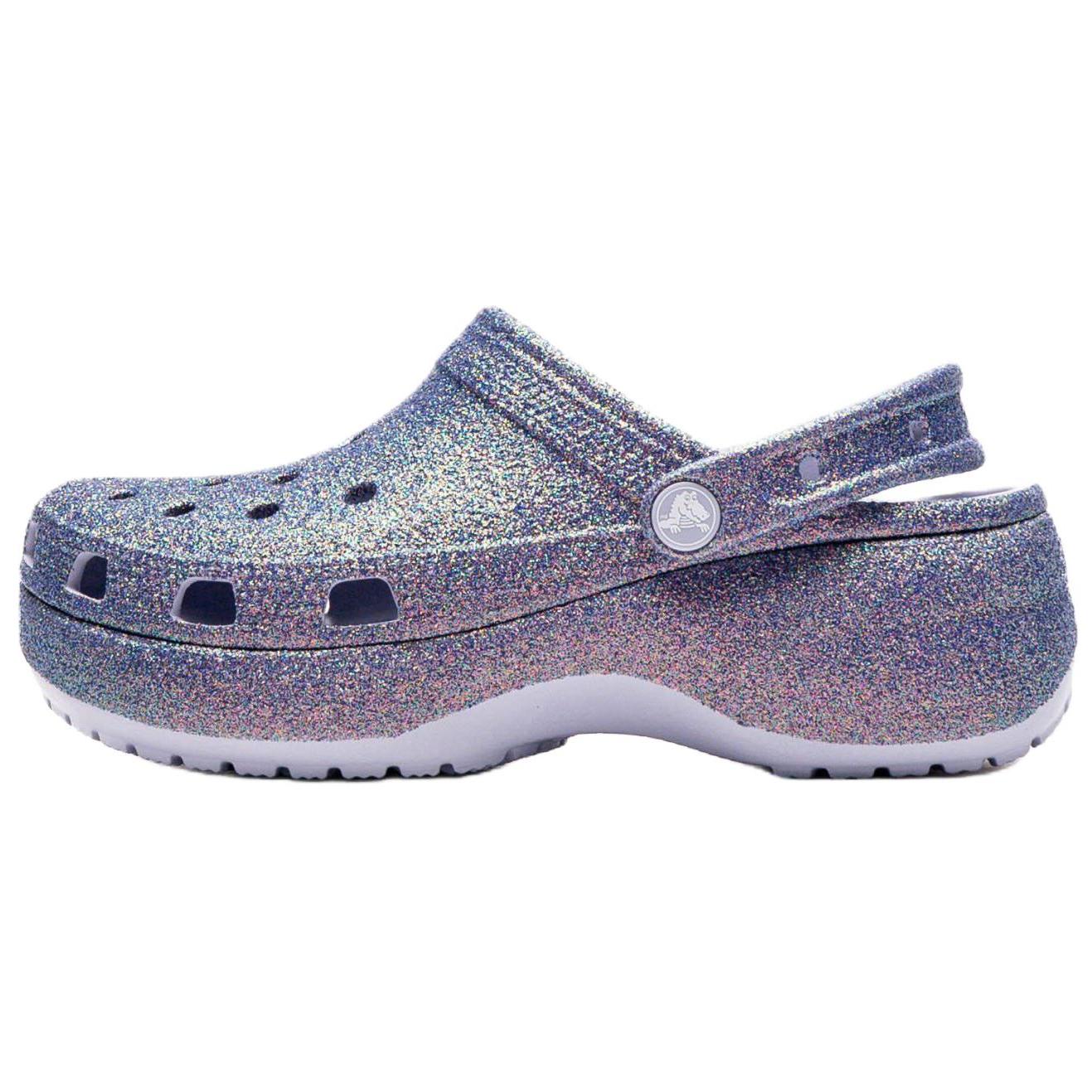Crocs Classic Platform Iridescent Glitter Clog Womens Purple Moon 211024‑5BR 34-35