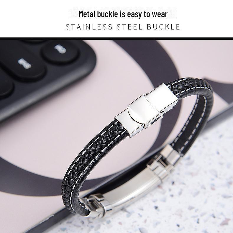 Men’s Luxury Stainless Steel & Microfiber Braided Bracelet