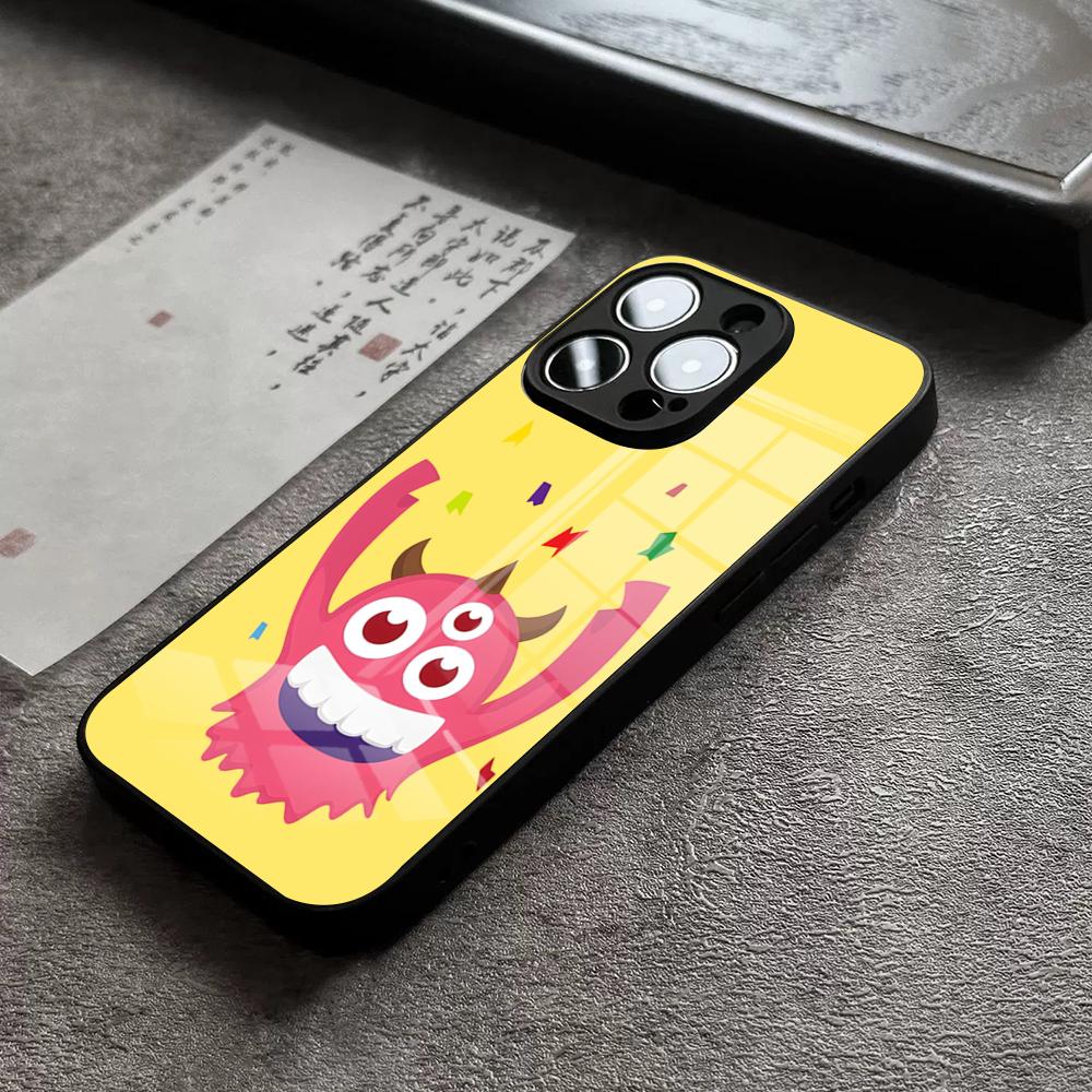 

Чехол для телефона Вечеринка монстров для iPhone 17 Pro Max 14 Pro 15 12 11 13 Mini X XR XS 16 Plus SE Стеклянная крышка iPhoneXS Max