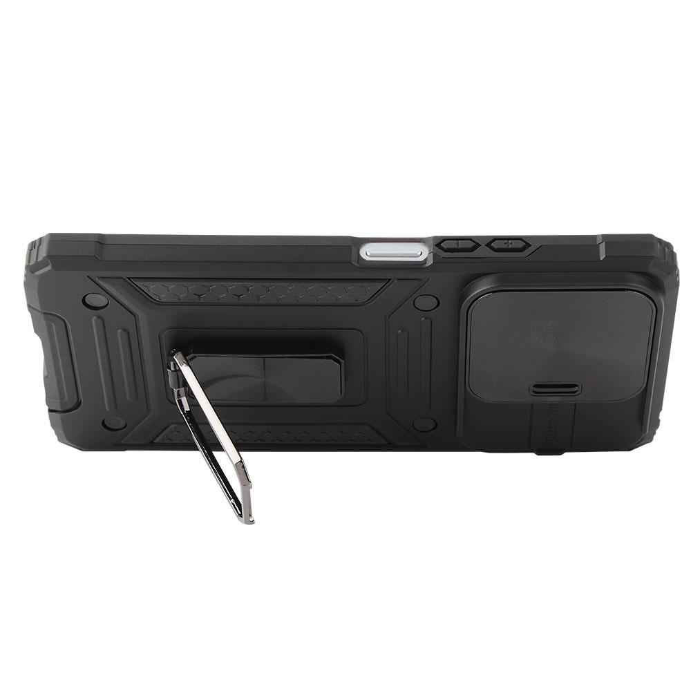 Armored Case for Xiaomi Redmi Note 13 5G, CamShield Slide, Black + 9H Tempered Glass