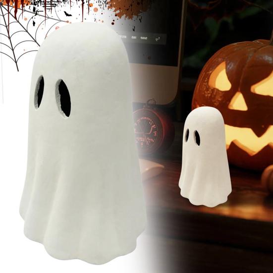 Halloween Ghost Figurine Spooky Small White Ghost Statue Resin Tabletop Decoration for Halloween Indoor Home Shelf Desk Decor