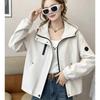 Womens Short Hooded Windbreaker Jacket Casual Loose Fit Oversized Coat