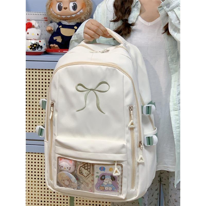 Wind High Value Versatile Girl Small Schoolbag Large Capacity Small Junior High School Student Embroidered Bow Backpack