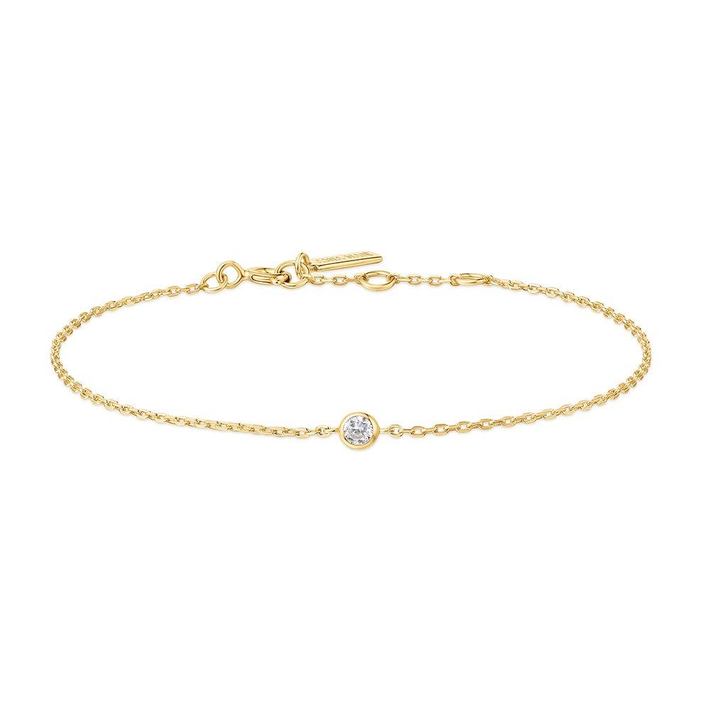 Gold Sparkle Bezel 925 Silver Bracelet B062-01G