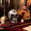 Interactive Haunted House Items Resin Skull Figurine Realistic Human Head Model Spooky Halloween Durable Material Statue for Indoor Fireplace