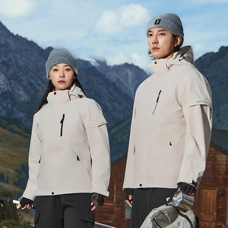 Men Women 3-in-1 Waterproof Windproof Hiking Jacket With Removable Fleece Liner Full Seam Taped Outdoor Shell