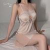 Women's Plus Size Padded Backless Cami Sleep Dress with Robe Lounge Set