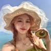 Temperament Lace, Large Brim, Showcasing Face, Small Straw Hat, Female Summer Vacation Beach Sun Protection Hat