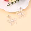 Korean Wedding Style Handmade Beaded Hollow Three-dimensional Flower Earrings, Sweet and Fresh Imitation Pearl Fairy Earrings