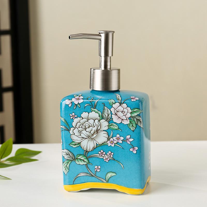 410ml   soap dispenser ceramic lotion bottle for hand soap hotel shampoo and body wash with a press-to-dispense design