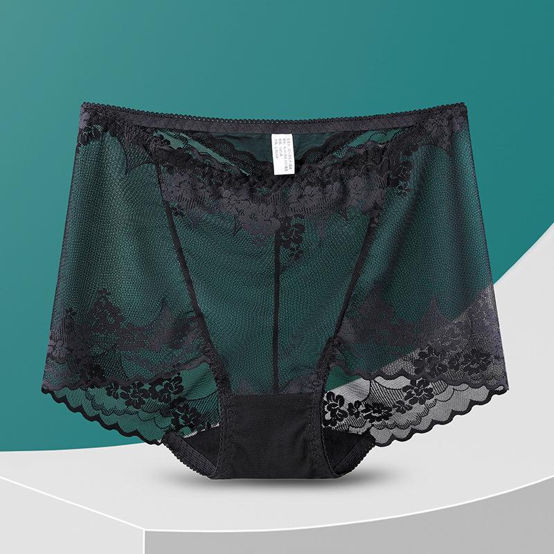 

Кружевные женские бесшовные трусики с высокой талией и контролем живота - Большой размер, Дышащие L