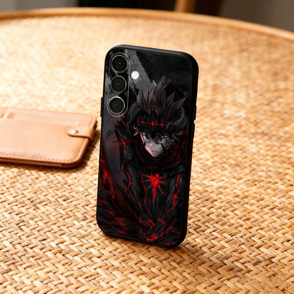 B-Black A-Asta Clover  Phone Case For Samsung  A73,A21s,A22,A31,A32,A52,A53,A71,A80,Soft Black Shell