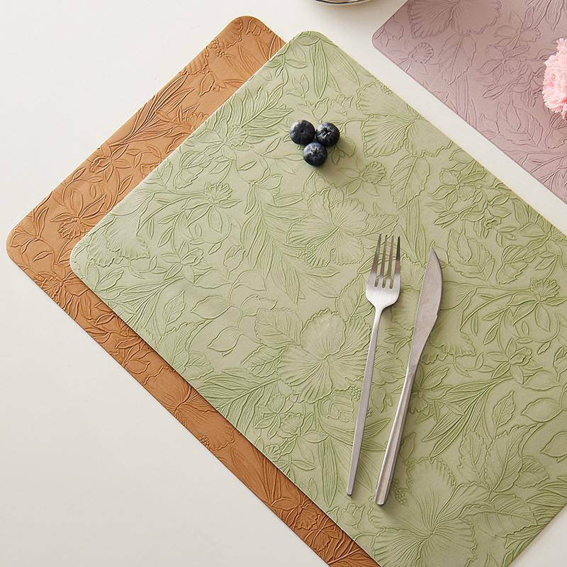 Creative Anti Slip Nordic Style PVC Leather Western Placemat Rectangle Square Insulated Table Mat Easy To Clean Bowl Cup Mat