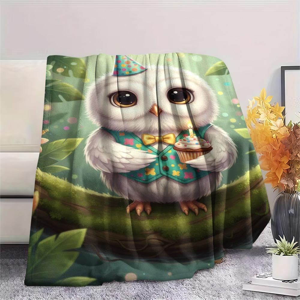 1PC Cute-style animals Print FlAannel Blanket, High quality Comfortable for All Seasons, Home Decor, Warmth and Comfort