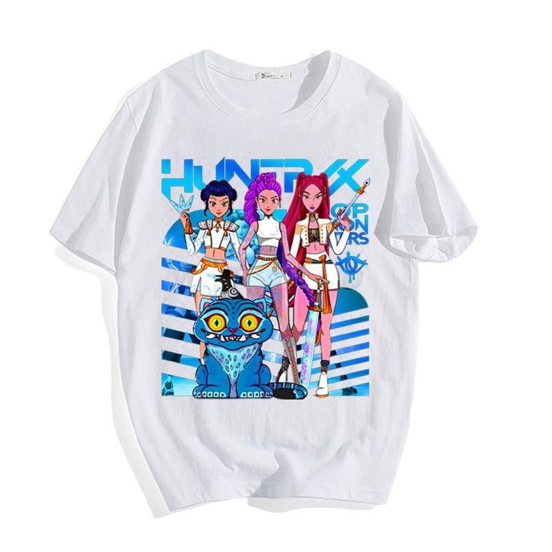 KPop Dämonenjäger T-Shirt Kurzarm Cartoon Hip Hop T-Shirt Grafikdruck Lässig Hohe Qualität T-Shirt Hombre Unisex Oberteile