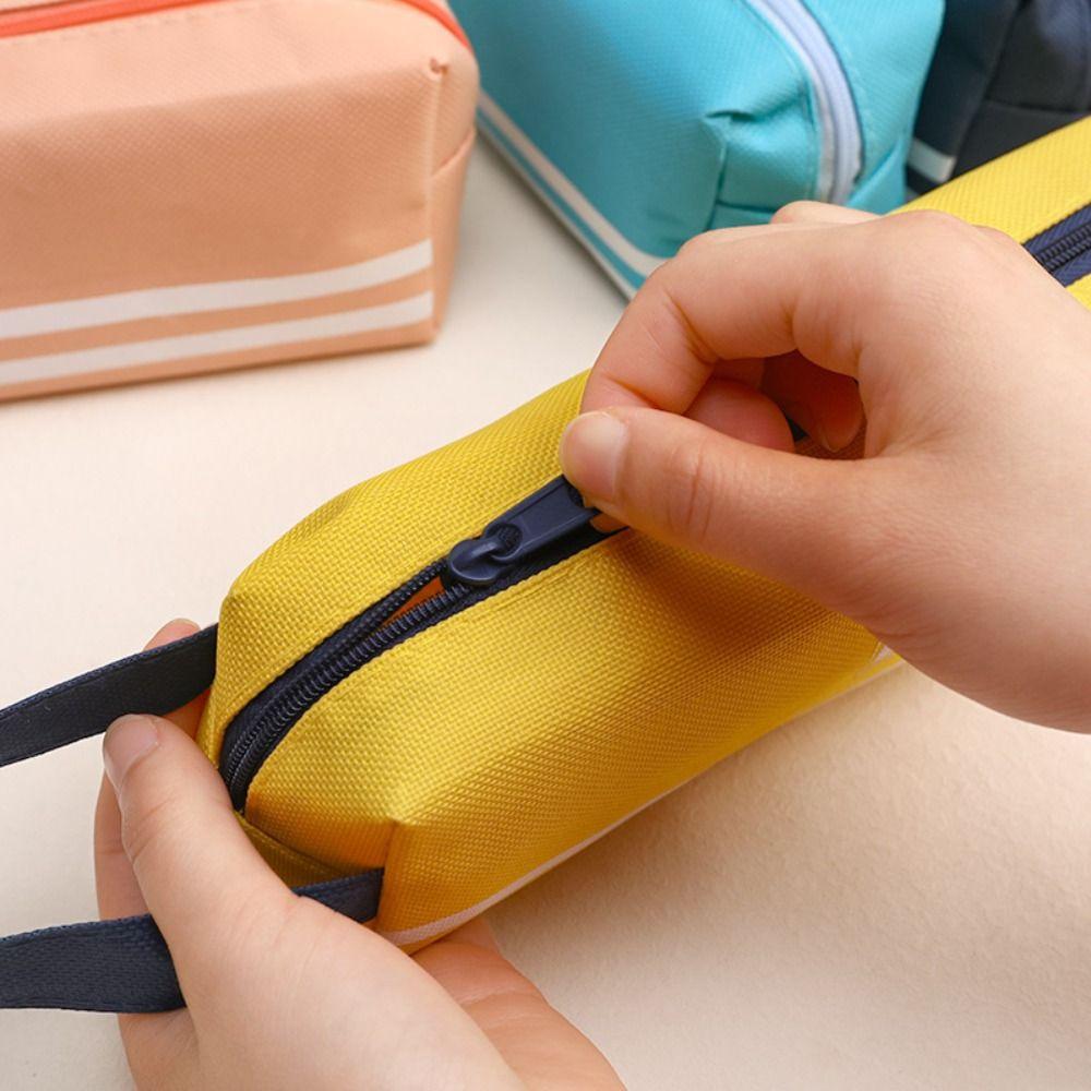 Solid Color Large Capacity Pencil Case Portable Stationery Organizer Storage Bag  School