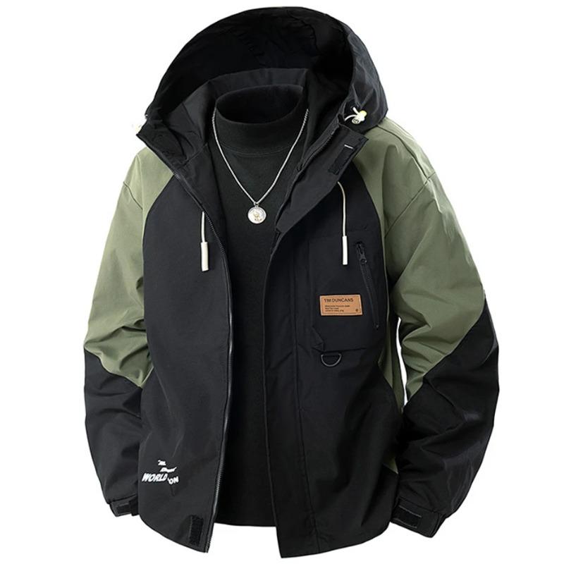 

Men Jackets Hooded Windbreaker Spring Autumn Loose Casual Jackets Big Size Outwear S чорний