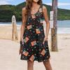 Women's Casual Sundress With Pockets Summer Boho Beach Dress Floral Blouses For Women T-Shirts Dress V Neck Loose Tank Dresses