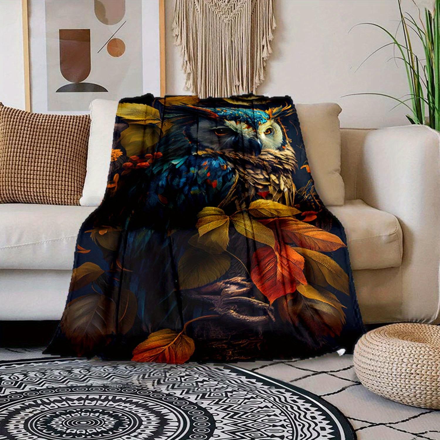 

1 шт. Плед с принтом совы, Мягкий теплый плед, Плед для дневного сна, Для дивана, кресла, офиса, кровати, Кемпинга, Путешествий 130cmx150cm