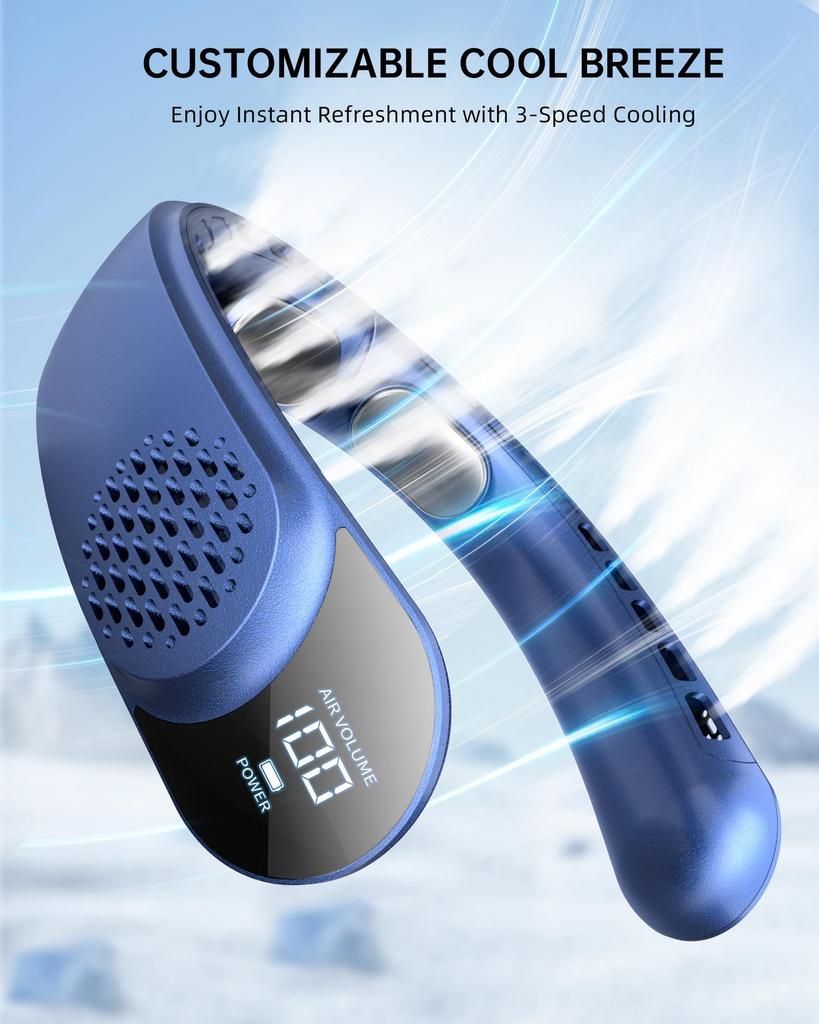 Silent Cooling Neck-Hanging Mini Fan: Rechargeable USB, Long Battery Life