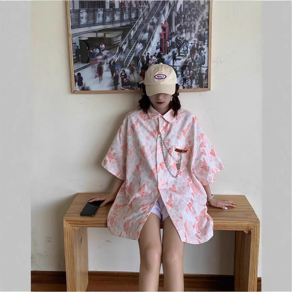 Printed Shirt Women's New Short Sleeve Loose Top Summer